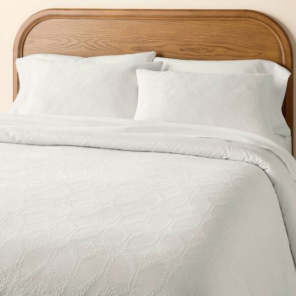 3pc King Trellis Pattern Comforter Bedding Set Cre Cream - Picture 1 of 4